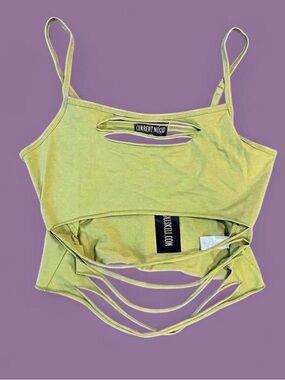 Current Mood x Dolls Kill - NEVER CONFORM SLASHED TANK - GREEN